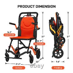 Transport Chair Wheelchair Light Weight Drive Medical Steel Portable 12 Wheels
