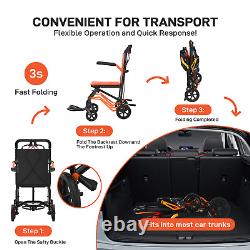 Transport Chair Wheelchair Light Weight Drive Medical Steel Portable 12 Wheels