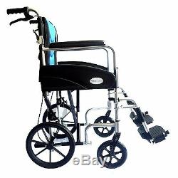 Ultra Lightweight aluminium folding transit wheelchair ECTR07 with handbrakes