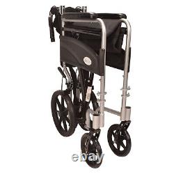Ultra Lightweight aluminium folding transit wheelchair ECTR07 with handbrakes