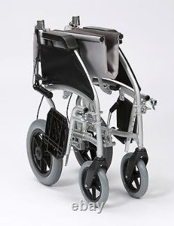 Ultra Lightweight aluminium folding transit wheelchair with extra wide 20 seat