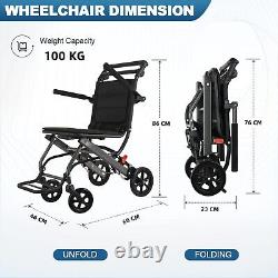 Ultra-light Black Folding Wheelchair with Telescopic Pole Seat Belt Only 6.8KG