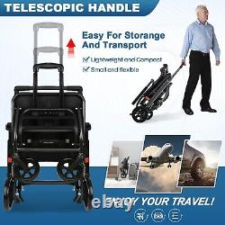 Ultra-light Black Folding Wheelchair with Telescopic Pole Seat Belt Only 6.8KG