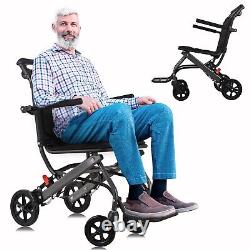 Ultralight Transport Wheelchair Folding Stand Up Wheelchair with Handbrake