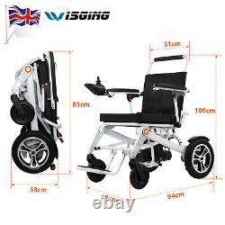 VAT-Exempt Lightweight Foldable Electric Wheelchair Dual Battery, White, 24kg