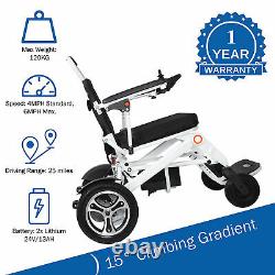VAT-Exempt Lightweight Foldable Electric Wheelchair Dual Battery, White, 24kg