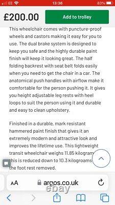 WHEELCHAIR Lightweight Aidapt Transit Wheelchair excellent condition