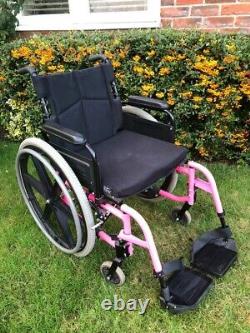 Wheelchair folding lightweight aluminium. Breezy, Sunrise Quickie, Pink. Used